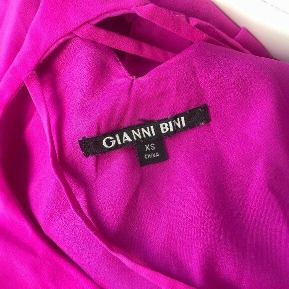 Gianni Bini Marine Ruffles Halter Mini Dress Size XS in Hot Pink Party - Picture 6 of 8